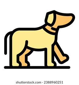 Walk pet icon outline vector. Dog puppy. Animal canine color flat