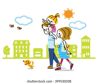 Walk in pregnant women and family.