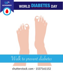 Walk to prevent diabetes. Creative banner/poster for world diabetes day. 