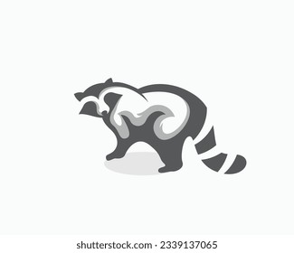 walk raccoon look side response art logo symbol design template illustration inspiration