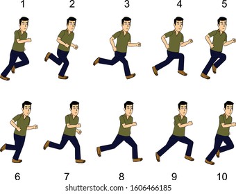 Walk Run Cycle Man Cartoon Running