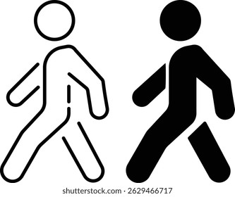  walk and run icon set.  Set of Walking man icon. People symbol. two people walking in a line, one is walking and the other is walking. Vector illustration
