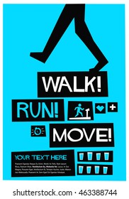 Walk Run Move Flat Style Vector Stock Vector (Royalty Free) 463388744