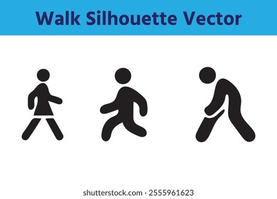 Walk Silhouette Set with editable vector collections