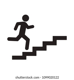 Walk Up Stairs Symbol Icon Vector Illustration