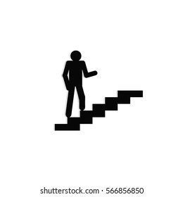 Walk Up Stairs Symbol Vector black and white.