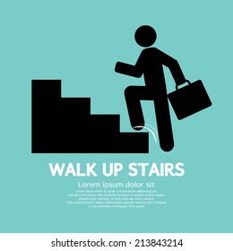 Walk Up Stairs Symbol Vector Illustration