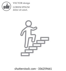 Walk Up Stairs Symbol Vector Illustration, line icon 