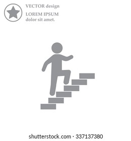 Walk Up Stairs Symbol Vector Illustration
