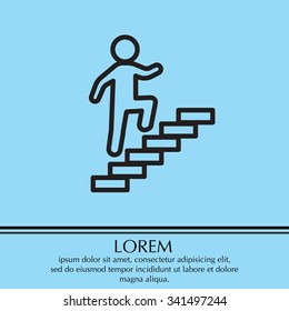 Walk Up Stairs Symbol Vector Illustration, Line Icon 