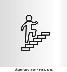 Walk Up Stairs Symbol Vector Illustration, line icon 