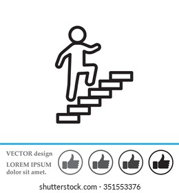 Walk Up Stairs Symbol Vector Illustration, line icon