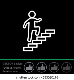 Walk Up Stairs Symbol Vector Illustration, line icon