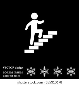 Walk Up Stairs Symbol Vector Illustration
