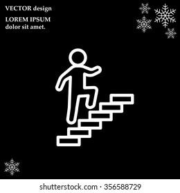 Walk Up Stairs Symbol Vector Illustration, line icon 