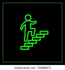 Walk Up Stairs Symbol Vector Illustration, line icon

