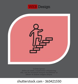 Walk Up Stairs Symbol Vector Illustration, line icon
