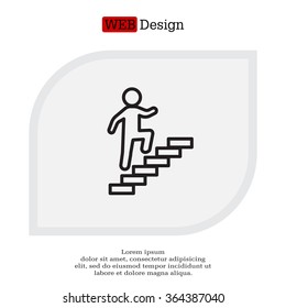 Walk Up Stairs Symbol Vector Illustration, line icon 