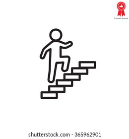Walk Up Stairs Symbol Vector Illustration, line icon
