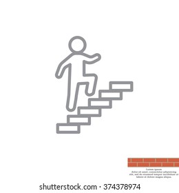 Walk Up Stairs Symbol Vector Illustration, line icon
