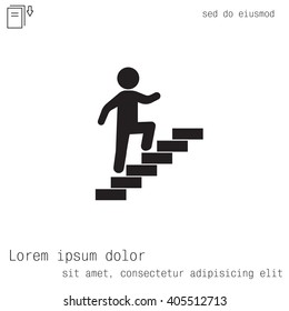 Walk Up Stairs Symbol Vector Illustration

