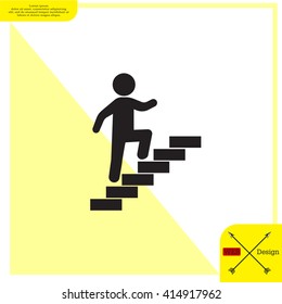 Walk Up Stairs Symbol Vector Illustration
