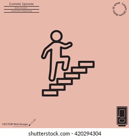 Walk Up Stairs Symbol Vector Illustration, line icon
