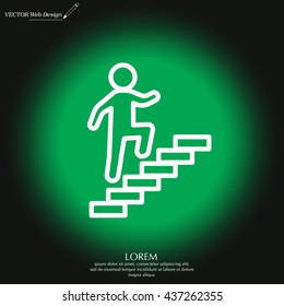 Walk Up Stairs Symbol Vector Illustration, line icon

