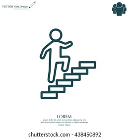 Walk Up Stairs Symbol Vector Illustration, line icon