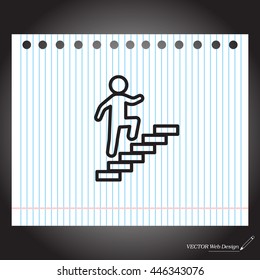 Walk Up Stairs Symbol Vector Illustration, line icon
