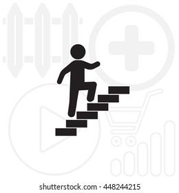 Walk Up Stairs Symbol Vector Illustration
