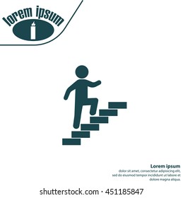 Walk Up Stairs Symbol Vector Illustration
