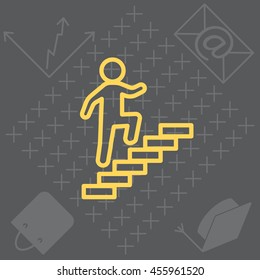 Walk Up Stairs Symbol Vector Illustration, line icon