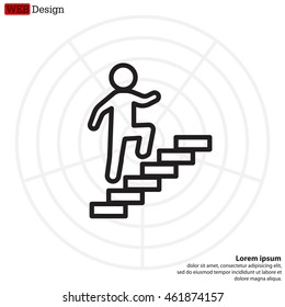 Walk Up Stairs Symbol Vector Illustration, line icon
