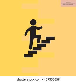 Walk Up Stairs Symbol Vector Illustration
