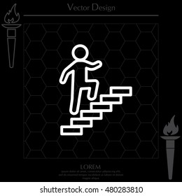Walk Up Stairs Symbol Vector Illustration, line icon
