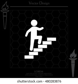 Walk Up Stairs Symbol Vector Illustration
