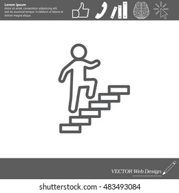 Walk Up Stairs Symbol Vector Illustration, line icon
