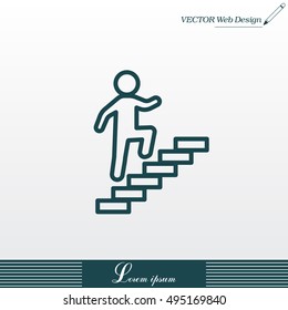Walk Up Stairs Symbol Vector Illustration, line icon

