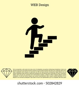 Walk Up Stairs Symbol Vector Illustration