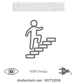 Walk Up Stairs Symbol Vector Illustration, line icon

