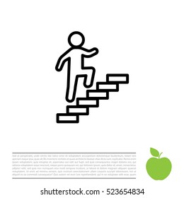 Walk Up Stairs Symbol Vector Illustration, Line Icon

