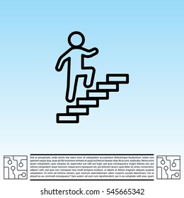 Walk Up Stairs Symbol Vector Illustration, line icon