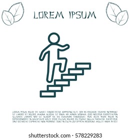 Walk Up Stairs Symbol Vector Illustration, line icon


