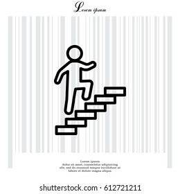 Walk Up Stairs Symbol Vector Illustration, line icon

