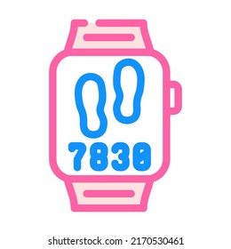 walk steps controlling watches color icon vector. walk steps controlling watches sign. isolated symbol illustration