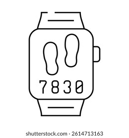 walk steps controlling watches line icon vector. walk steps controlling watches sign. isolated contour symbol black illustration