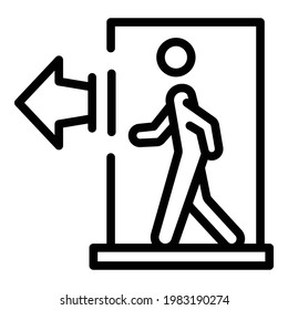 Walk through exit door icon. Outline Walk through exit door vector icon for web design isolated on white background