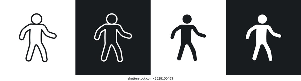 Walk vector icon set in black and white