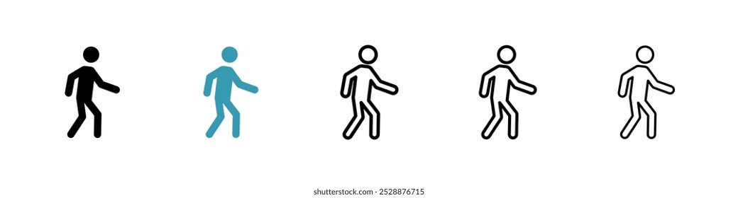 Conjunto de iconos de Vector de paseo en colores negro y azul.